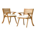 Hermosa 2pk Acacia Wood Arm Chair: Water-Resistant Cushions, Outdoor Seating - Christopher Knight Home