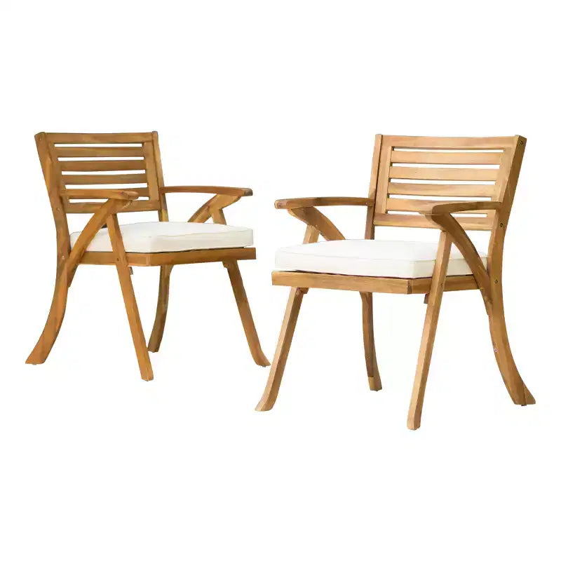 Hermosa 2pk Acacia Wood Arm Chair: Water-Resistant Cushions, Outdoor Seating - Christopher Knight Home