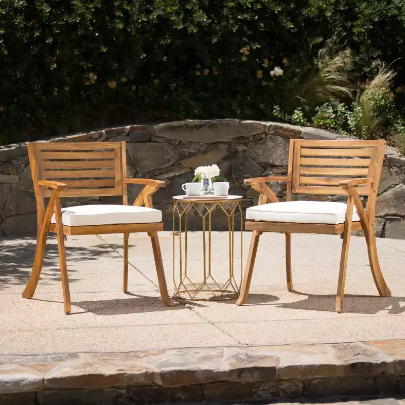 Hermosa Poltrona 2 Pezzi in Legno di Acacia: Cuscini Resistenti all'Acqua, Seduta da Esterno - Christopher Knight Home