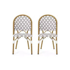 Christopher Knight Home Louna 2pk Outdoor French Cafe Chairs with Bamboo Finish - Gray/White: UV & Water-Resistant, Aluminum Frame