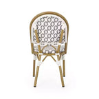 Christopher Knight Home Louna, lot de 2 chaises de café à la française d'extérieur avec finition bambou - Gris/Blanc : Résistant aux UV et à l'eau, cadre en aluminium