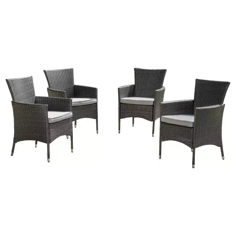 Christopher Knight Home Malta Set of 4 Wicker Patio Dining Chair with Cushions Gray