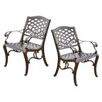 Sarasota Set of 2 Cast Aluminum Patio Chair - Hammered Bronze - Christopher Knight Home: Outdoor Furniture, Weather-Resistant