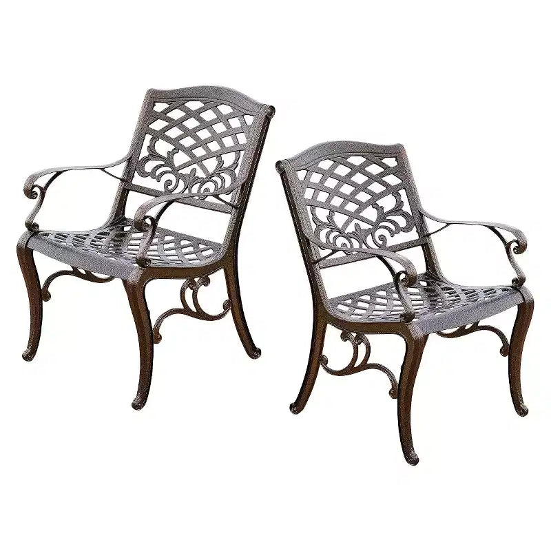 Sarasota Set of 2 Cast Aluminum Patio Chair - Hammered Bronze - Christopher Knight Home: Outdoor Furniture, Weather-Resistant