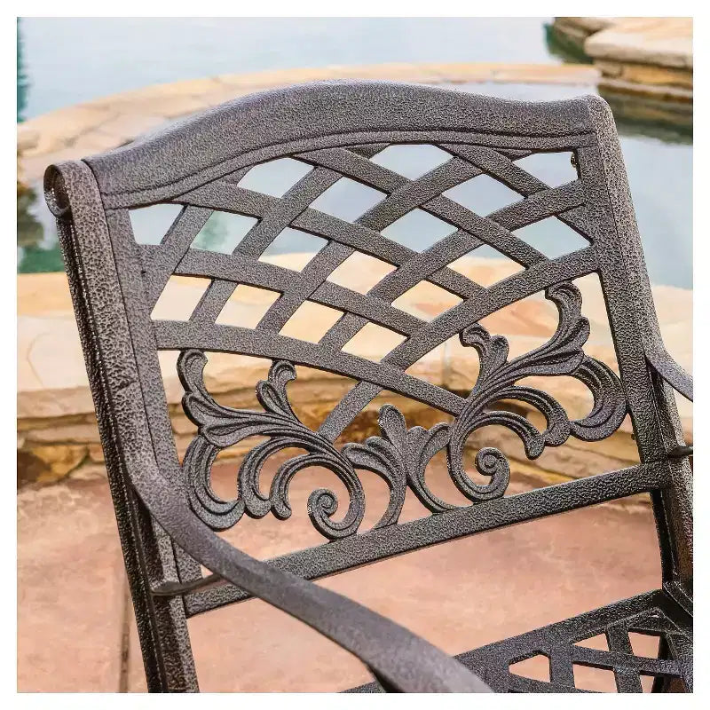 Sarasota Set di 2 sedie da patio in alluminio pressofuso – Bronzo martellato – Christopher Knight Home: Mobili da esterno, Resistente alle intemperie