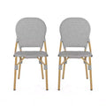 Christopher Knight Home Arthur 2pk Outdoor Aluminum French Cafe Chairs - Gray/Bamboo