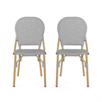 Christopher Knight Home Arthur 2pk Outdoor Aluminum French Cafe Chairs - Gray/Bamboo