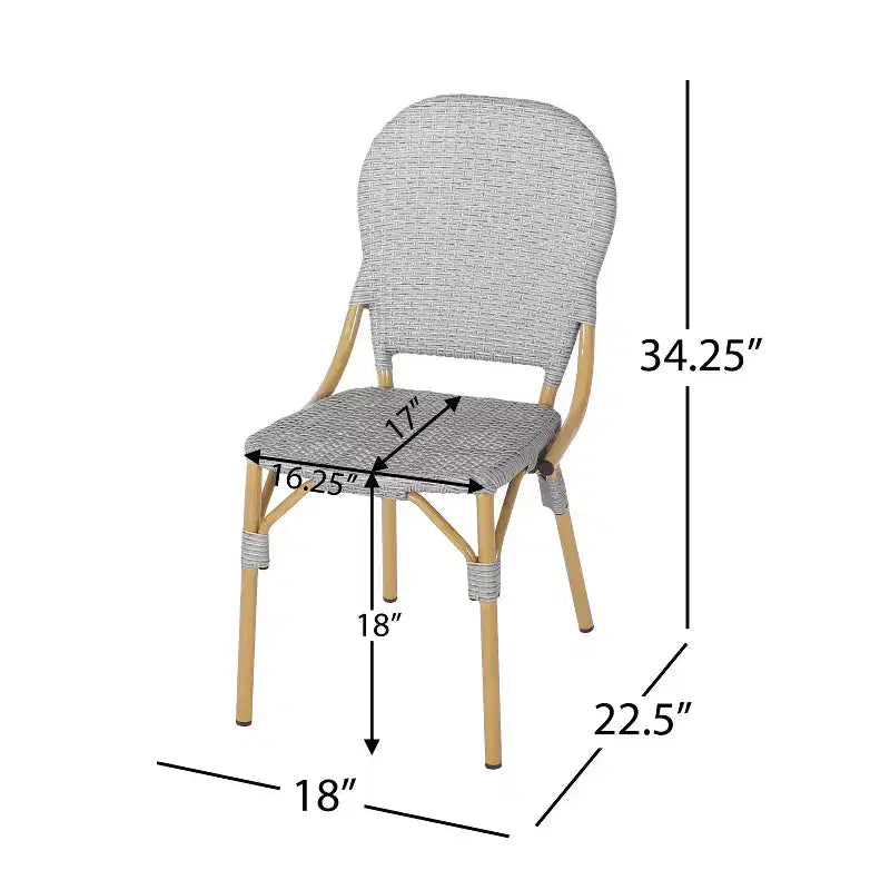 Christopher Knight Home Arthur Lot de 2 chaises de café d'extérieur en aluminium - Gris/Bambou