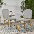 Christopher Knight Home Arthur Lot de 2 chaises de café d'extérieur en aluminium - Gris/Bambou