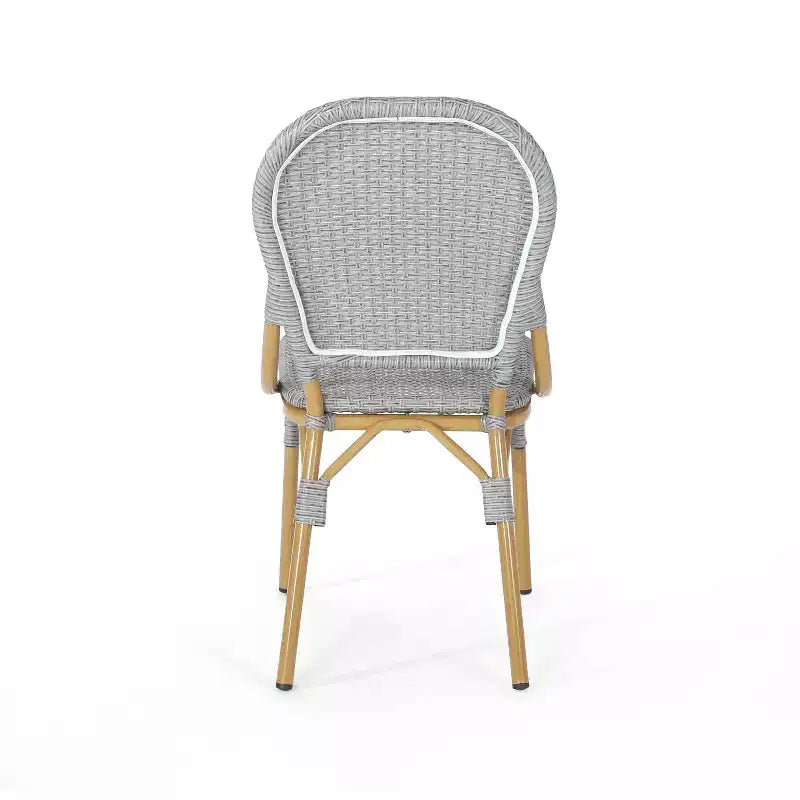 Christopher Knight Home Arthur Lot de 2 chaises de café d'extérieur en aluminium - Gris/Bambou