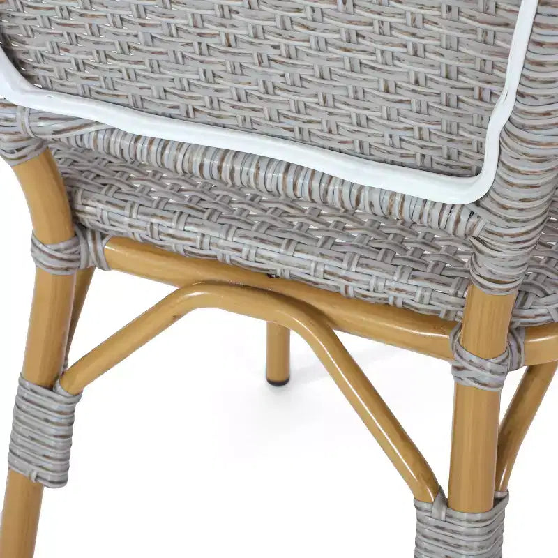 Christopher Knight Home Arthur Lot de 2 chaises de café d'extérieur en aluminium - Gris/Bambou