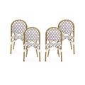 Christopher Knight Home Louna 4pk Outdoor French Cafe Chairs - Gray/White/Bamboo