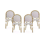 Christopher Knight Home Louna 4pk Outdoor French Cafe Chairs - Gray/White/Bamboo