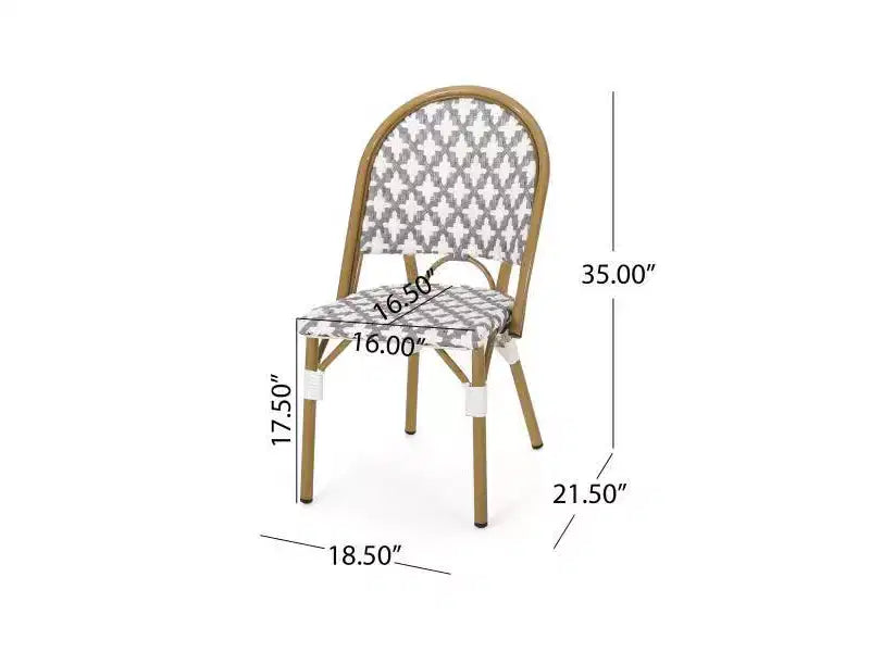 Christopher Knight Home Louna sedie da esterno in stile bistrot francese (confezione da 4) - Grigio/Bianco/Bamboo
