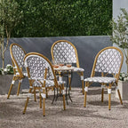 Christopher Knight Home Louna sedie da esterno in stile bistrot francese (confezione da 4) - Grigio/Bianco/Bamboo
