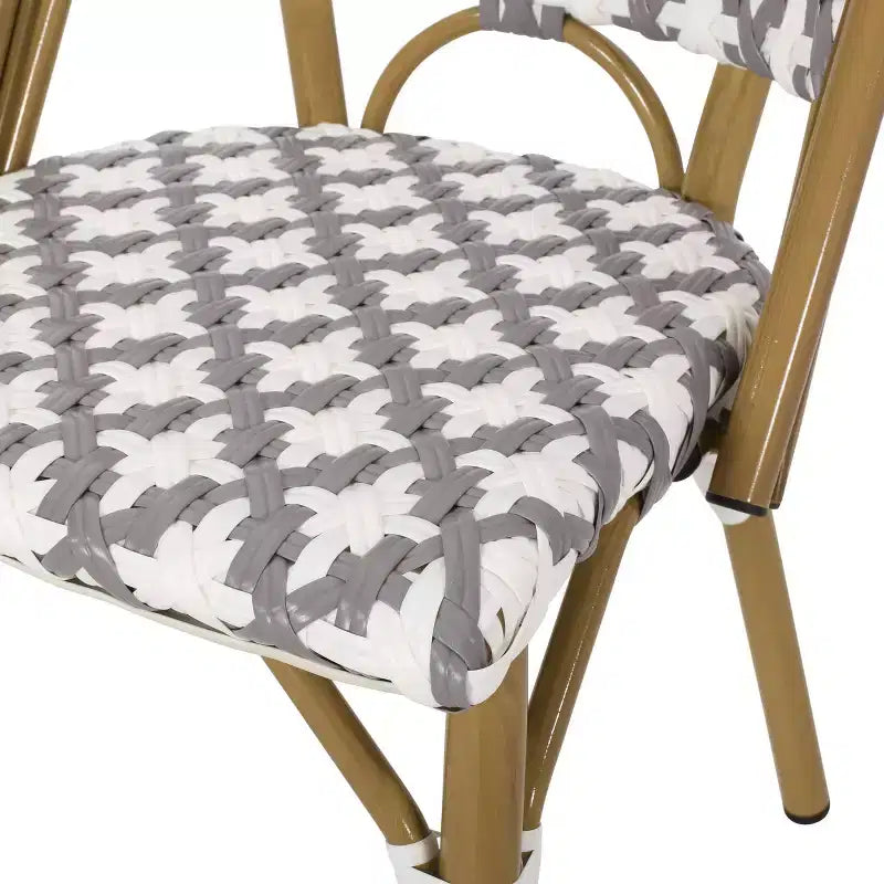 Christopher Knight Home Louna sedie da esterno in stile bistrot francese (confezione da 4) - Grigio/Bianco/Bamboo