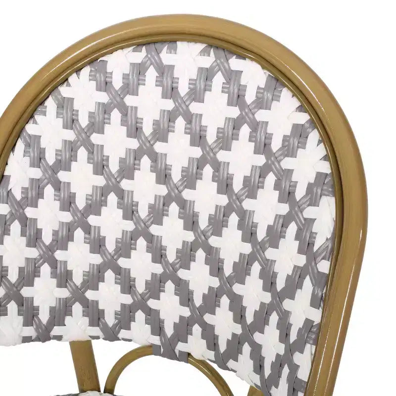 Christopher Knight Home Louna sedie da esterno in stile bistrot francese (confezione da 4) - Grigio/Bianco/Bamboo