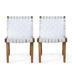 Charlotter, Set da 2 sedie a sdraio per esterni con intreccio in corda - Bianco/Teak - Christopher Knight Home: Mobili da giardino resistenti ai raggi UV e all'acqua