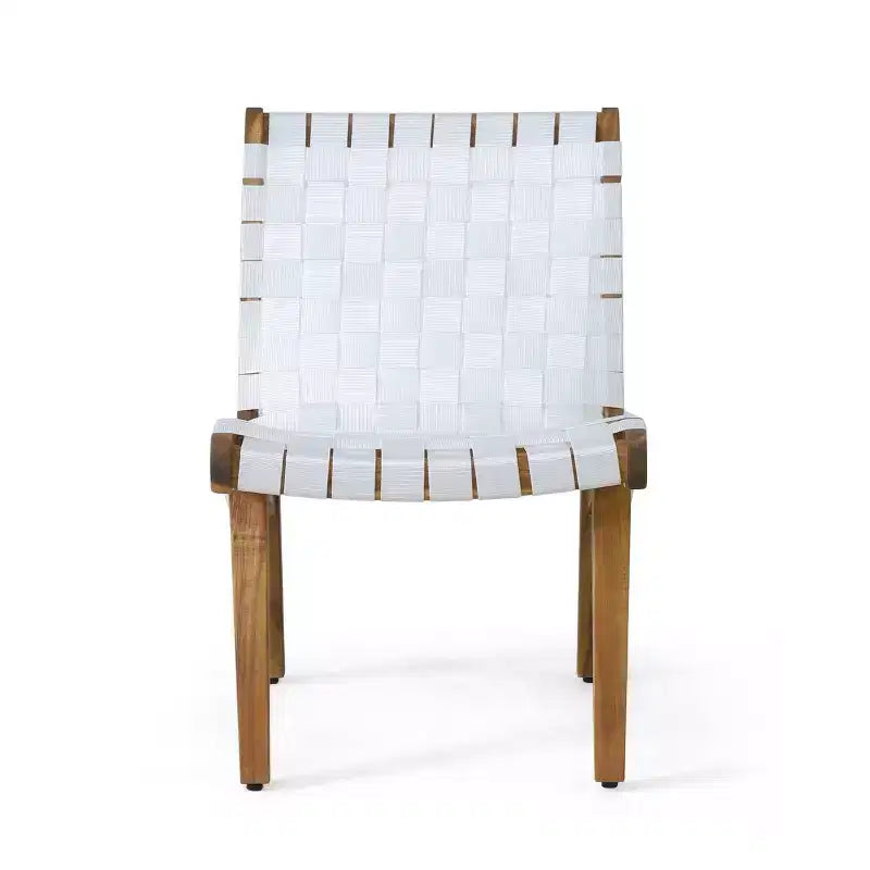 Charlotter, Set da 2 sedie a sdraio per esterni con intreccio in corda - Bianco/Teak - Christopher Knight Home: Mobili da giardino resistenti ai raggi UV e all'acqua