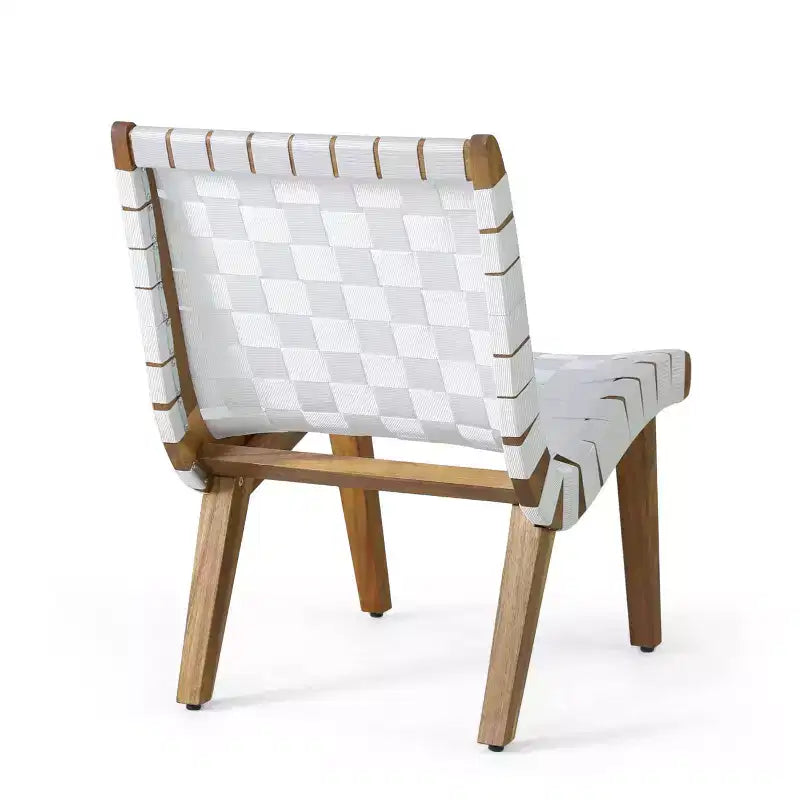 Charlotter, Set da 2 sedie a sdraio per esterni con intreccio in corda - Bianco/Teak - Christopher Knight Home: Mobili da giardino resistenti ai raggi UV e all'acqua