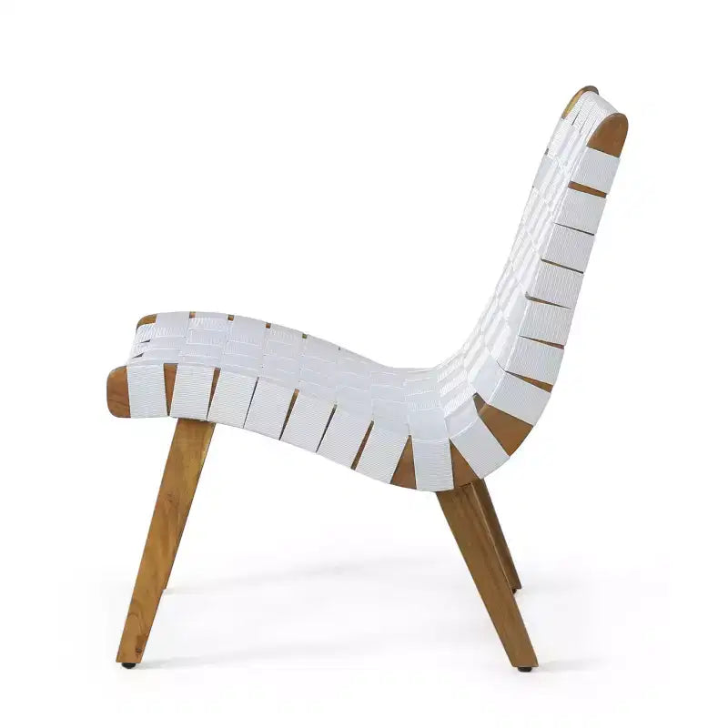 Charlotter, Set da 2 sedie a sdraio per esterni con intreccio in corda - Bianco/Teak - Christopher Knight Home: Mobili da giardino resistenti ai raggi UV e all'acqua