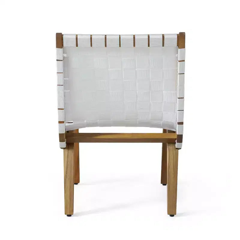 Charlotter, Set da 2 sedie a sdraio per esterni con intreccio in corda - Bianco/Teak - Christopher Knight Home: Mobili da giardino resistenti ai raggi UV e all'acqua