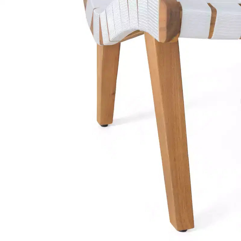Charlotter, Set da 2 sedie a sdraio per esterni con intreccio in corda - Bianco/Teak - Christopher Knight Home: Mobili da giardino resistenti ai raggi UV e all'acqua