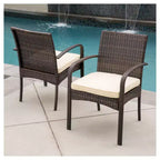 Sedia da pranzo da esterno in vimini Cordoba 2 pz con cuscino – Marrone – Christopher Knight Home