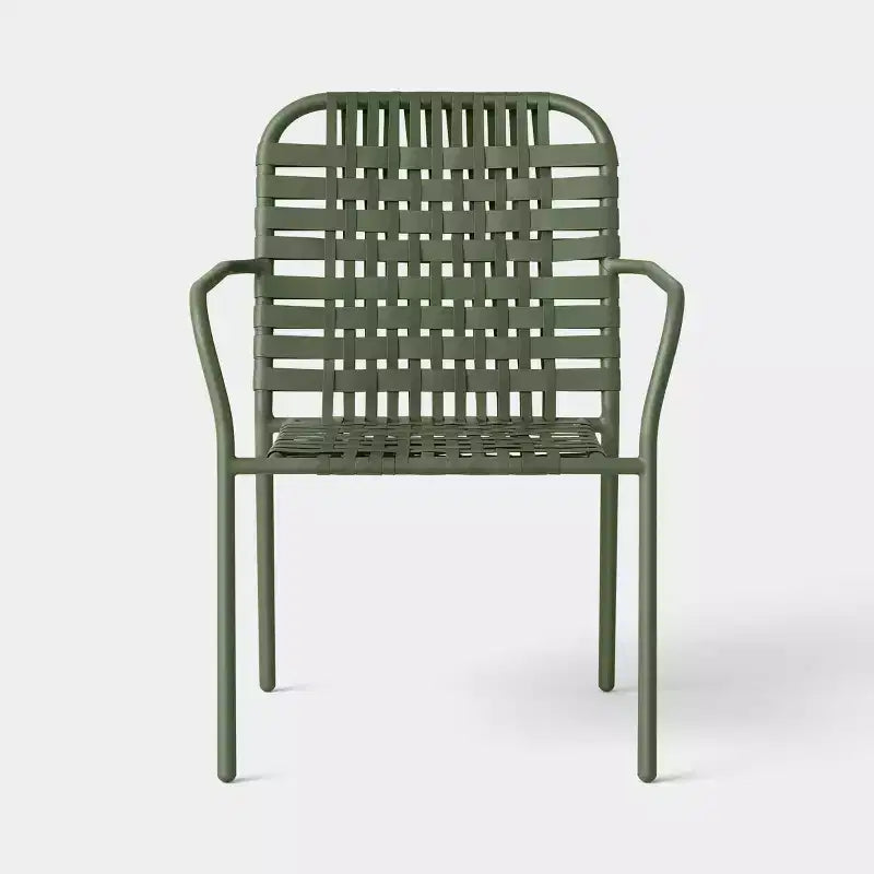 Sedia impilabile da esterno con braccioli in tessuto a trama aperta per patio, colore verde - Threshold™