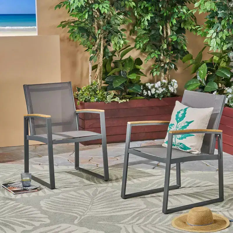 Glasgow 2pk Aluminum & Mesh Dining Chairs: Weather-Resistant, 300lb Capacity - Christopher Knight Home