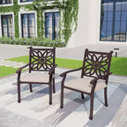 2pk Outdoor Cast Aluminum Extra Wide Dining Chairs with Armrests - Captiva Designs: Patio Seating, Weather-Resistant