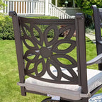 2 sedie da pranzo extra larghe da esterno in alluminio pressofuso con braccioli - Captiva Designs: Sedie da patio, resistenti alle intemperie