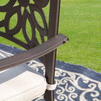 2 sedie da pranzo extra larghe da esterno in alluminio pressofuso con braccioli - Captiva Designs: Sedie da patio, resistenti alle intemperie