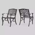Sarasota 2pk Cast Aluminum Patio Dining Chair - Copper - Christopher Knight Home: Weather-Resistant, Traditional Style Outdoor Seating