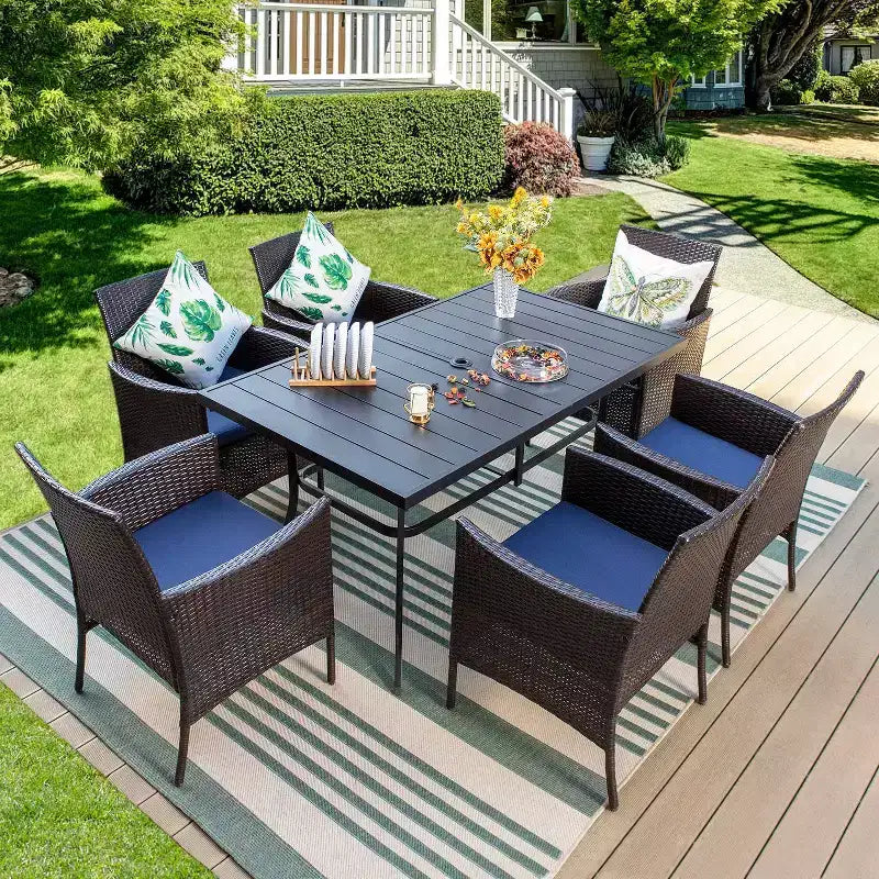 Lot de 4 chaises de patio en rotin avec coussins – Marron – Captiva Designs