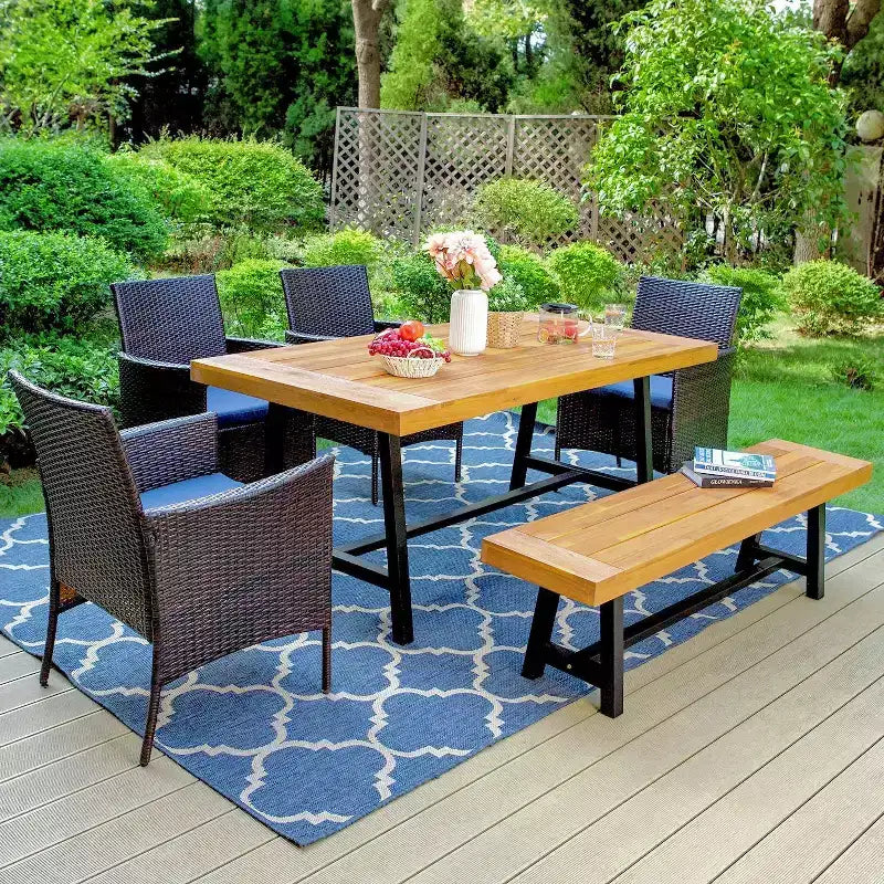Lot de 4 chaises de patio en rotin avec coussins – Marron – Captiva Designs