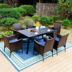 Lot de 4 chaises de patio en rotin avec coussins – Marron – Captiva Designs