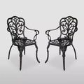 Viga 2pk Cast Aluminum Dining Chair - Shiny Copper - Christopher Knight Home: Weather-Resistant, Fixed Arms, 250lb Capacity