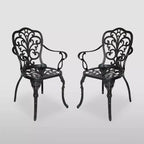 Viga 2pk Cast Aluminum Dining Chair - Shiny Copper - Christopher Knight Home: Weather-Resistant, Fixed Arms, 250lb Capacity
