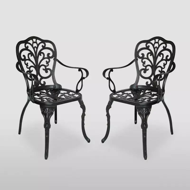 Viga 2pk Cast Aluminum Dining Chair - Shiny Copper - Christopher Knight Home: Weather-Resistant, Fixed Arms, 250lb Capacity