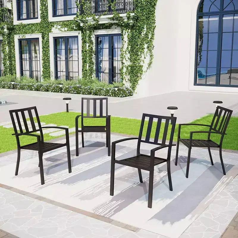 4pc Patio Stackable Metal Dining Chairs - Captiva Designs: Weather-Resistant, Comfort Seating