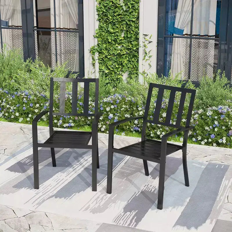 4 sedie impilabili in metallo da patio - Captiva Designs: Resistenti alle intemperie, Seduta confortevole