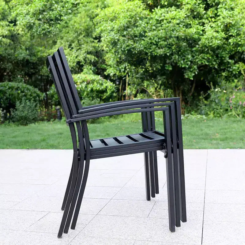 4 sedie impilabili in metallo da patio - Captiva Designs: Resistenti alle intemperie, Seduta confortevole