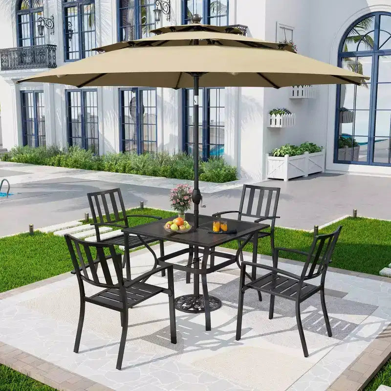 4 sedie impilabili in metallo da patio - Captiva Designs: Resistenti alle intemperie, Seduta confortevole