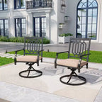 2pc Outdoor Metal Swivel Rocking Chairs with Cushions - Black - Capiva Designs