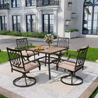 2 poltrone a dondolo girevoli da esterno in metallo con cuscini - Nero - Capiva Designs