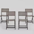 4pk Hillside Acacia Wood Foldable Patio Bistro Chairs Gray - Christopher Knight Home