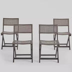 4pk Hillside Acacia Wood Foldable Patio Bistro Chairs Gray - Christopher Knight Home