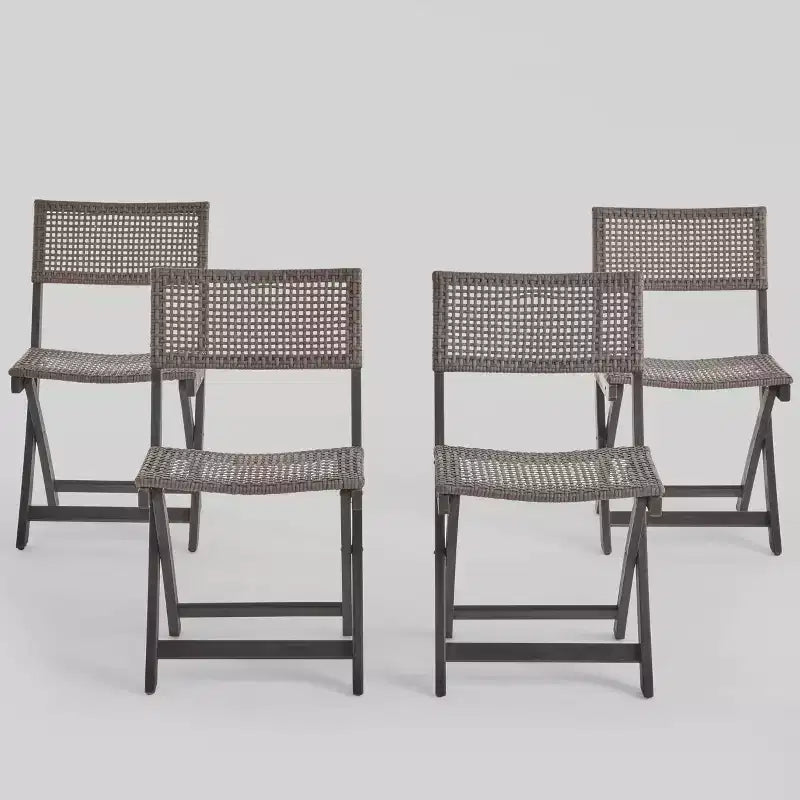 4pk Hillside Acacia Wood Foldable Patio Bistro Chairs Gray - Christopher Knight Home