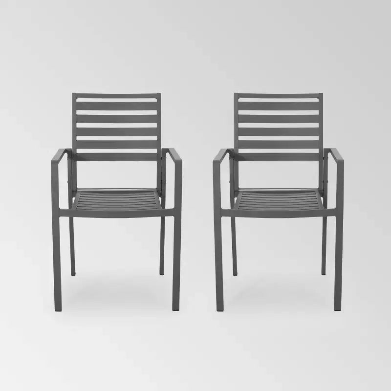 Christopher Knight Home Cape Coral 2pk Aluminum Modern Dining Chairs Gray